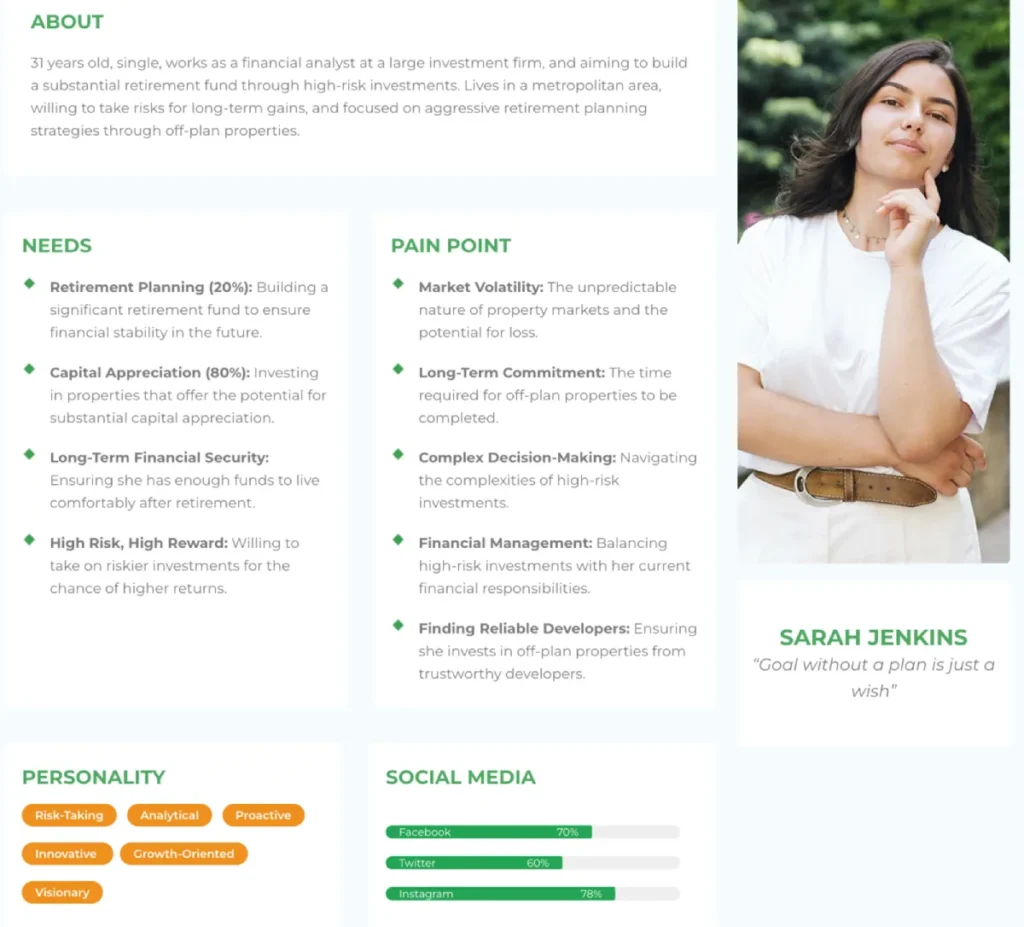 Sarah Jenkins – “High-Growth Property Investor”