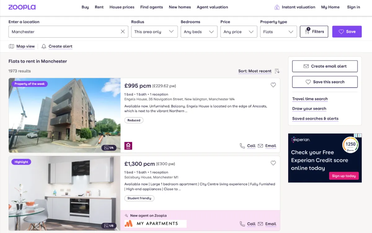 Zoopla listings