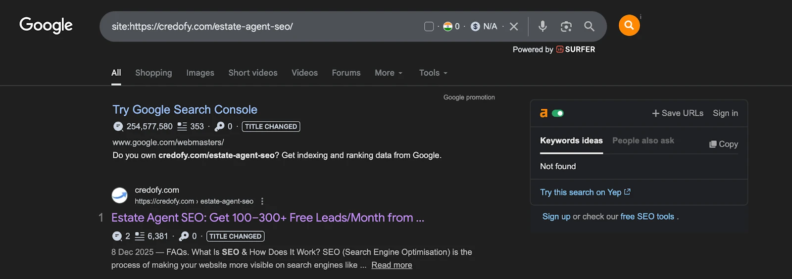 Website Indexed by Google